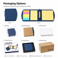 Ensemble de blocs-notes adhésifs pliables écologiques avec logo personnalisé, stylo, bloc-notes en papier kraft, marque-pages pour cadeau promotionnel en gros