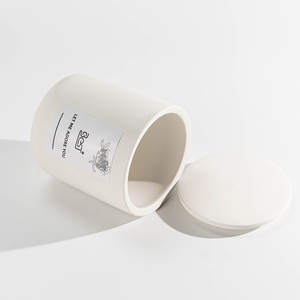Bắc Âu Tùy Chỉnh Dễ Thương Matte Gốm Nến Tàu Trắng Vòng Nến <span class=keywords><strong>Jar</strong></span> Với Nắp 8Oz 10Oz 12Oz - Product Image 2