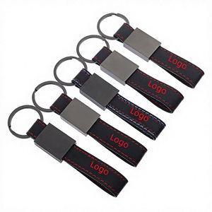 Personalized Laser Engraved Matte Black Metal <b>Leather</b> Rectangular Custom Car <b>Keychain</b> High Quality Durable - Product Image 4