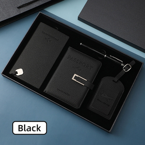 Conjunto de regalo de negocios de piel sintética personalizado al por mayor, porta pasaporte, cuaderno de viaje, etiqueta de maleta con bolígrafo para viajeros - Product Image 1