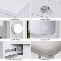 Table de Maquillage Multifonctionnelle en Gros, Coiffeuse Moderne avec Tiroirs de Rangement et Miroir Lumineux pour Chambre à Coucher