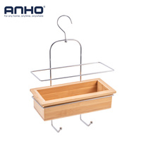 Support de rangement mural pour salle de bain en fer et bois de bambou Support de rangement pour fournitures de qualité supérieure