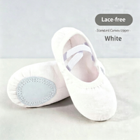 Chaussons de danse professionnels en toile blanche sans lacets à semelle fendue pour enfants, idéaux pour la gymnastique et la pratique
