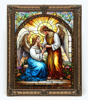 Vente en gros couleur fenêtre design ange religieux peinture à l'huile imprimé cadre photo décoration