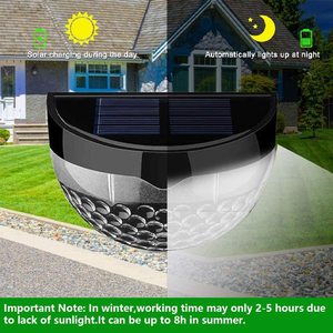 Paquete de 2 Lámparas Solares Semicirculares para Cercas, 6 LED, Lámparas de Pared para Exteriores, Impermeables, Luces para Escalones de Jardín - Product Image 3