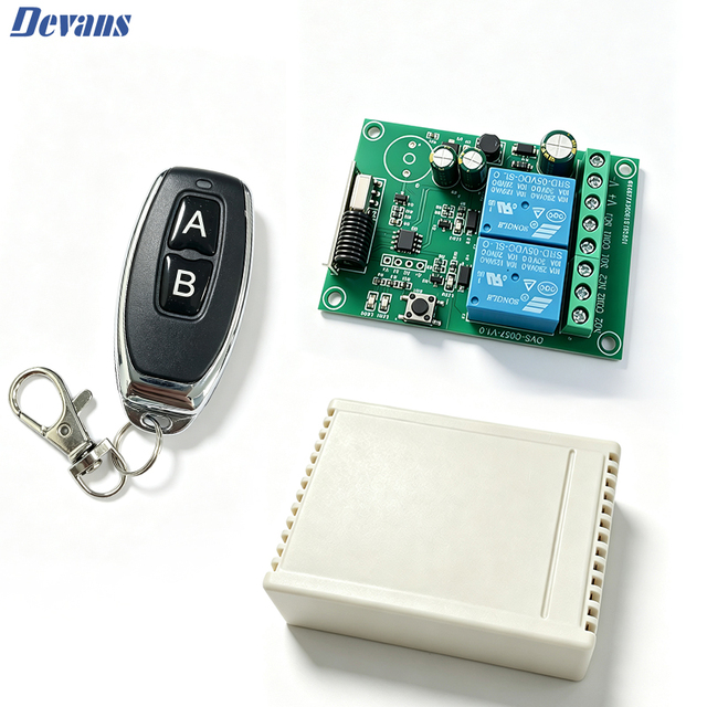 2 Channel 433MHz Wireless RF Remote Control Switch Relay Receiver Module DC 12V 24V Wide Voltage Switch Receiver Transmitter Set