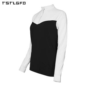 Camiseta de Manga Corta Casual Clásica para Montar a Caballo, con Bloques de Color, para Mujer, Verano, Algodón Orgánico Ecológico - Product Image 4