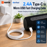 Câble de charge et de données OEM Type-C vers Micro USB, charge rapide 2.4 A, transfert 480 Mbps, câble flexible en PVC, logo personnalisé