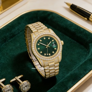 Fournisseur OEM de montres personnalisées avec diamants, montres de luxe haut de gamme en zircon cubique, montres Hip Hop Iced Out avec diamants pour hommes - Product Image 1