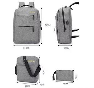 Wholesale <b>Cheap</b> 3-Piece Set Oxford Polyester Laptop <b>Backpack</b> Zipper Air Cushion Belt 20-35L Capacity Teenagers Children Outdoor - Product Image 2