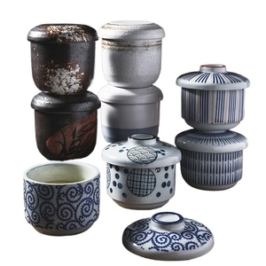 NEWELL-Cuenco de cerámica <span class=keywords><strong>con</strong></span> diseño de onda azul de 7oz <span class=keywords><strong>con</strong></span> tapa para sopas, fideos, postres y más estilo japonés - Product Image 4