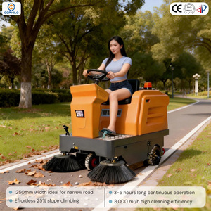 Machine de balayage de voirie industrielle électrique autopropulsée pour l'extérieur avec brosses et filtre - Product Image 1