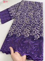 3819 Tissu Dentelle Suisse de 5 Yards, Lourd Perlé, Broderie Lafaya, Tissus Coton Africains, Dentelle Voile Suisse, Style Populaire de Dubaï
