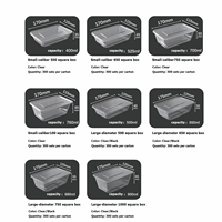 Bol carré jetable transparent en plastique PP pour emballage commercial, boîte à emporter pour restauration rapide, boîte à lunch, qualité alimentaire