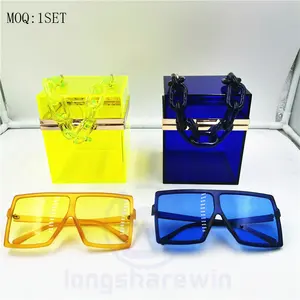 Evening Handbag Clear Purse Cute Transparent Crossbody Chain Lady Acrylic Clutch Bag match sunglasses shades set
