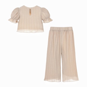 Vêtements en laine modestes en gros pour <span class=keywords><strong>filles</strong></span> de <span class=keywords><strong>17</strong></span> ans : Ensemble élégant haut et pantalon large à manches bouffantes, tenue décontractée scintillante pour soirée - Product Image 5