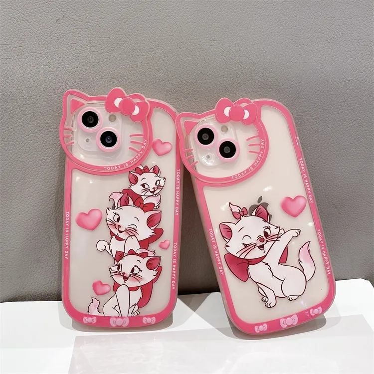 Shockproof TPU Cute Mobile Phone Case 7/8 Plus Cartoon Marie Cat Design Protective Cover for Iphone X XS 1112 13 Pro Max Wholesa