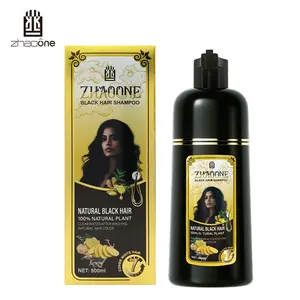 Em estoque, fornecedor da China, o melhor shampoo de ervas mágicas para cabelos, livre de amônia e antiaderente, tintura de cabelo cinza, gengibre e preto