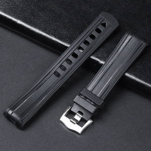 Bracelet de montre de luxe FKM Bracelets de montre en caoutchouc à extrémité incurvée Bracelet de montre 20mm pour <span class=keywords><strong>Omeg</strong></span> a Seamaster 300 Bracelet de montre - Product Image 6