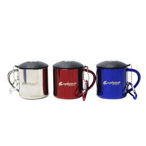 Vente en gros de tasses à café portables pour le camping et les voyages en plein air, avec poignée, en acier inoxydable à double paroi, tasse en métal - Product Image 1