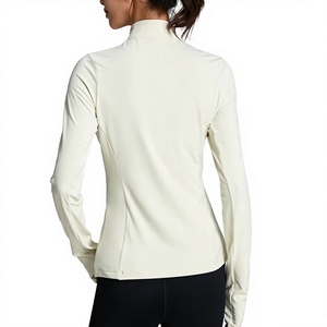 Hauts de sport à manches longues pour femmes de haute qualité, avec fermeture éclair, couleur unie, séchage rapide, pour activités sportives - Product Image 4