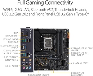 Placa Base Reacondicionada ASUS TUF <span class=keywords><strong>GAMING</strong></span> B660M-<span class=keywords><strong>PLUS</strong></span> WIFI DDR4 para PC de Escritorio, M-ATX LGA1700, Compatible con CPU Intel de 12ª/13ª/14ª Generación, <span class=keywords><strong>B660</strong></span>, 128GB SATA - Product Image 6