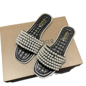 2026 Summer Fairy Style Square Toe Flat Slide Sandals, Women Low Heel Versatile Comfort <b>Beach</b> Slippers - Product Image 5