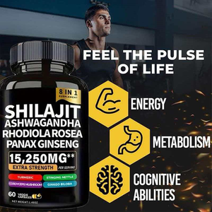 Cápsulas de Shilajit 8 en 1 con Rhodiola Rosea, Ginseng y Ashwagandha, Suplemento Nutricional - Product Image 3