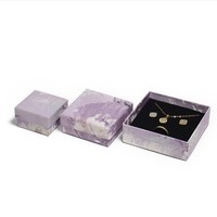 Boîte à bijoux personnalisée avec logo d'usine, base en marbre violet, couvercle et sac de transport, insert en éponge noire, emballage cadeau pour collier, bague, boucles d'oreilles