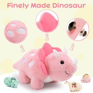 En stock, ensemble de jouets en peluche Triceratops rose pâle pour maman et bébé, dinosaure en peluche, cadeau pour l'anniversaire d'un enfant, décoration de chambre d'enfant - Product Image 3
