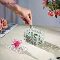Coffret cadeau fantaisie Ramadan boîte en cristal sculpté avec bocaux en verre au chocolat au motif de fleurs gravées pour bol de stockage de sucre
