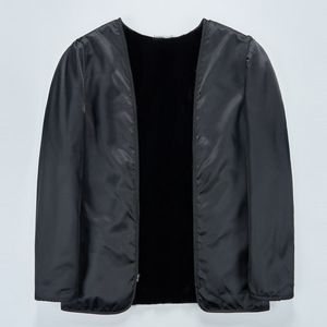 Toptan Özel Dut İpeği Çıkarılabilir Vizon Kürk Astarlı Erkek Yaka Fermuarlı Rüzgarlık Sonbahar ve Kışlık Sıcak Mont - Product Image 3