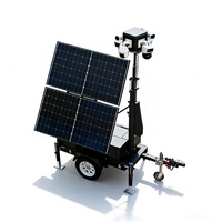Remorques de sécurité CCTV mobiles à déploiement rapide avec panneaux solaires pliables et rotatifs pour tout environnement