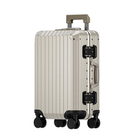 Boîte de voyage tout aluminium alliage de magnésium 20 pouces TSA Lock Universal Wheel Spinner Leather Suitcase Password Carry-On Coffer