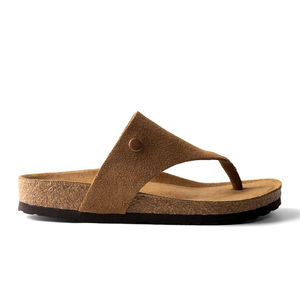 Lover per tutti gli usi in pelle di mucca <span class=keywords><strong>sandali</strong></span> piatti in sughero <span class=keywords><strong>con</strong></span> fettuccia regolabile pantofole infradito da spiaggia - Product Image 4