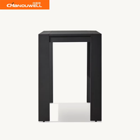 Ensemble de bar en aluminium pour extérieur, résistant aux intempéries, 1 table et 2 tabourets, ensemble moderne noir de table haute et de tabourets pour balcon, bord de piscine, cour
