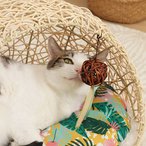 Rattan Cat <b>Bed</b> Round Breathable Nest For Cat All Season Medium Size Pet <b>House</b> - Product Image 2