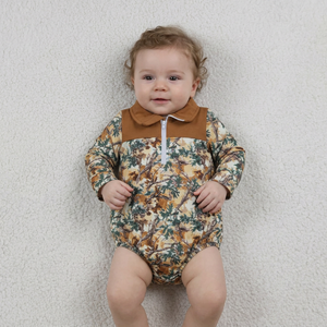 Mameluco Estampado para Bebé con Cierre, Cuello Camisero, Sin Mangas, Transpirable, Ropa Casual de Verano para Bebés y Niños Pequeños, Unisex, de Seda de Leche/Algodón - Product Image 1