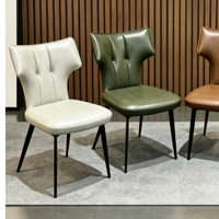 Chaise de salle à manger moderne en cuir motif patte de chat, chaise d'appoint en forme de papillon, chaise d'appoint avec pieds en métal noir pour salle à manger, cuisine, hôtel, maison