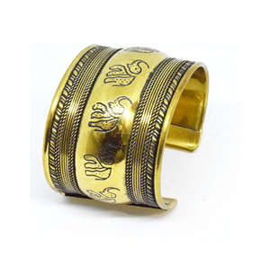 25 indian Christmas Double Hammered Tribal Design Brass Open Bracelet for Women and Men <b>Night</b> Dresses Women Brass Jewelry - Product Image 3