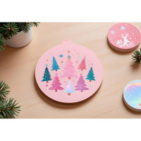 Juego de Adornos Navideños de Madera Personalizados de Alta Calidad, Diseño de Árbol, Impresión Digital a Todo Color, Estilo Italiano