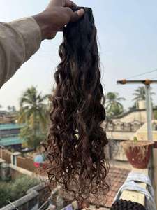 Lot de mèches de cheveux humains vierges bouclés naturels, non traités, texture douce, pour la fabrication de perruques, extensions, coiffure, salon de beauté - Product Image 1