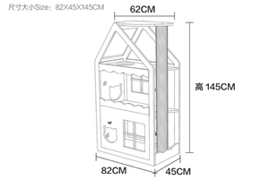 Villa pour chat en bois massif bicolore avec arbre à chat, lit pour chat et griffoir en sisal, maison pour chat en bois personnalisable - Product Image 6