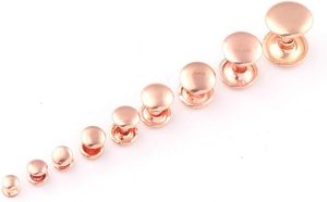 Rivets à double capuchon en or rose, boutons métalliques ronds, rivets rapides, clous pour sacs à main, chaussures, ceintures, artisanat du cuir, kit de bricolage - Product Image 2