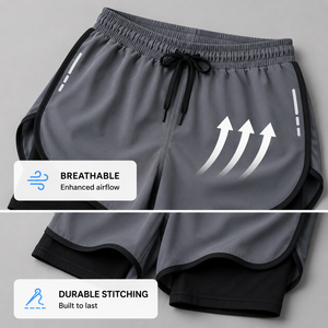Pantalones Cortos Deportivos de Secado Rápido 2 en 1 para Entrenamiento, con Logotipo Personalizado, Transpirables, para Gimnasio, Correr, de Doble Capa, para Hombre - Product Image 4