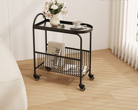 Chariot roulant à 2 niveaux, Portable et moderne, support de rangement avec roues pour hôtel, cuisine, maison