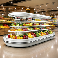 Réfrigérateur de présentation multi-étagères à rideau d'air pour supermarché, fruits, boissons, produits laitiers, aliments frais, épicerie