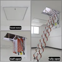 Échelle télescopique pour grenier, ascenseur intérieur pour la maison, escalier pliable invisible en acier carbone de type L, design moderne, installation