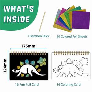 <b>Creative</b> Boys Girls Birthday <b>Gifts</b> Activity Toy Drawing Game Foil Craft Dinosaur DIY Art Kits Safe & Non-Toxic Cute - Product Image 5