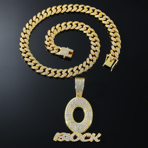 Collier pendentif lettre O tendance hip-hop pour homme, style streetwear, avec chaîne cubaine en alliage, vente en gros de bijoux de mode - Product Image 4